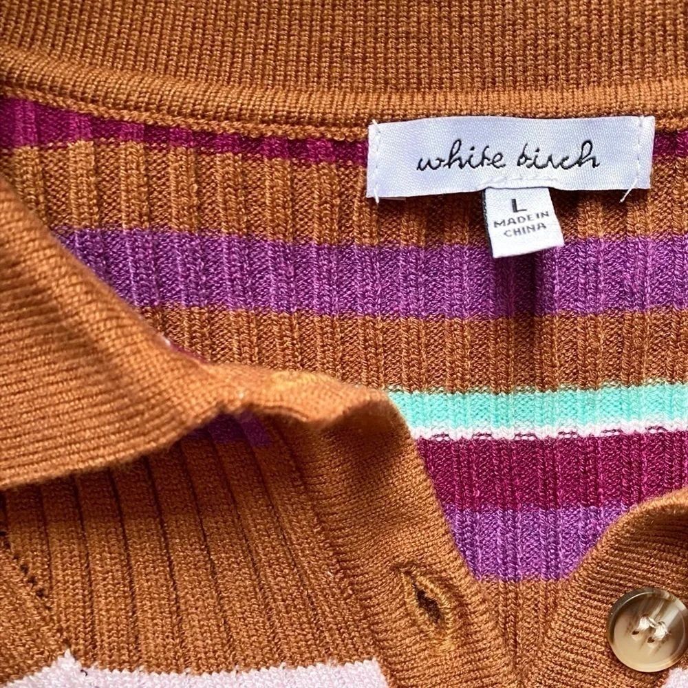 White Birch Striped Long Sleeve Cropped Sweater - Picture 6 of 12